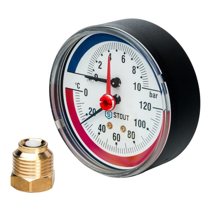 Термоманометр STOUT, аксиальный, DN80, G1/2", SIM-0005-801015