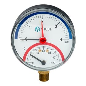 Термоманометр STOUT, радиальный, DN80, G1/2", SIM-0006-800415 от Сима-ленд