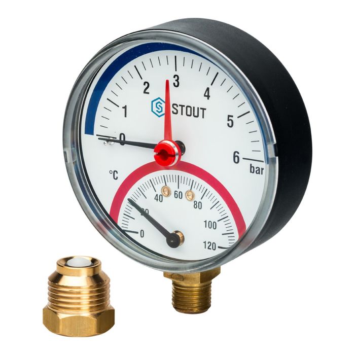 Термоманометр STOUT, радиальный, DN80, G1/2", SIM-0006-800615