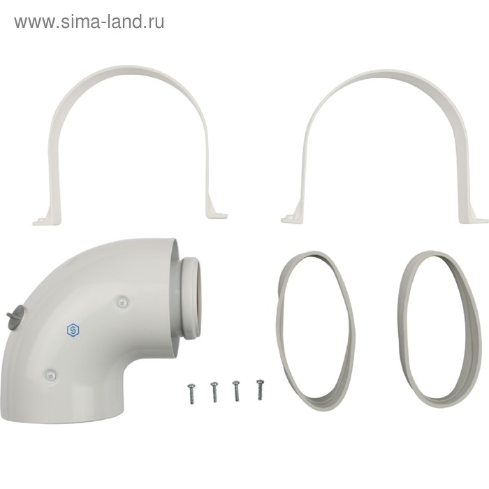 Элемент дымохода коаксиальный STOUT SCA-6010-210190, адаптер для котла угловой 90°, DN 60/10