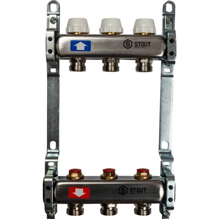 Коллектор STOUT, нержавеющая сталь без расходомеров 3 выходов