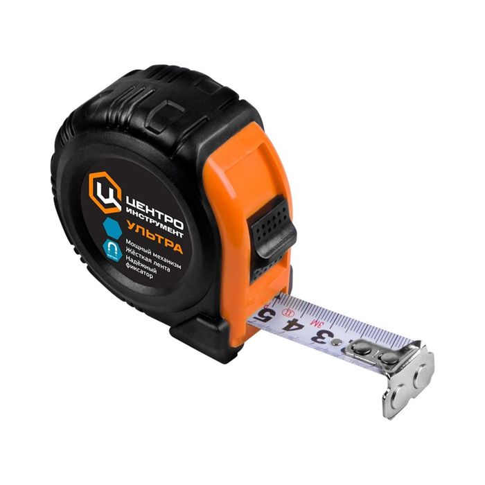 Рулетка Центроинструмент "УЛЬТРА", каучук с фиксатором, 2МХ16ММ, магнитная