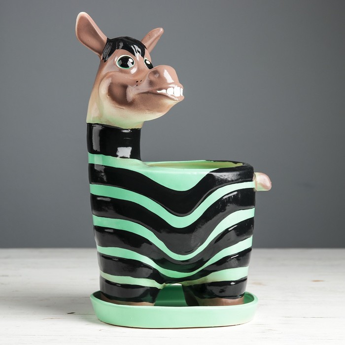 Кашпо "Ослик" зеленый