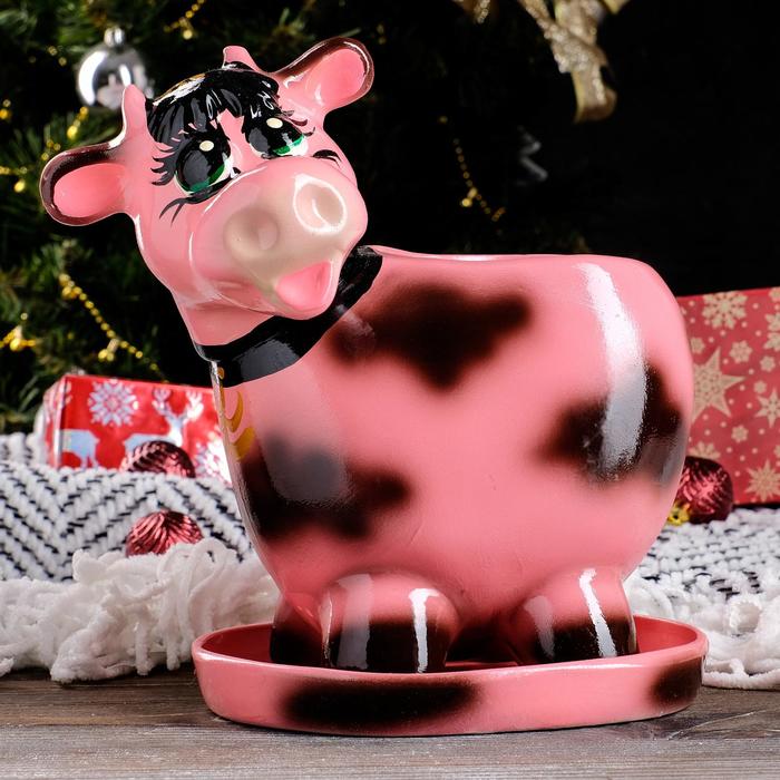 Кашпо "Коровка" розовый