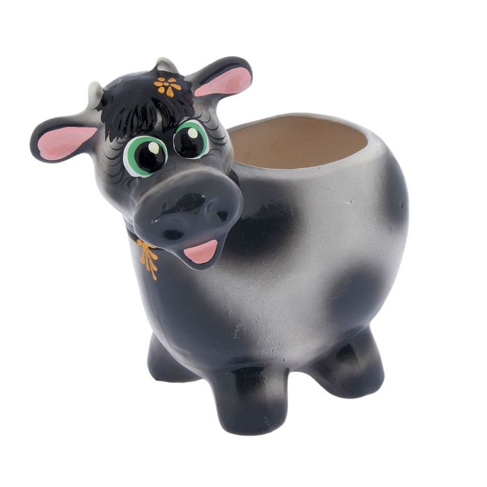 Кашпо "Коровка", белая