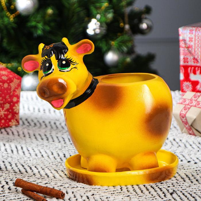 Кашпо "Коровка" желтый