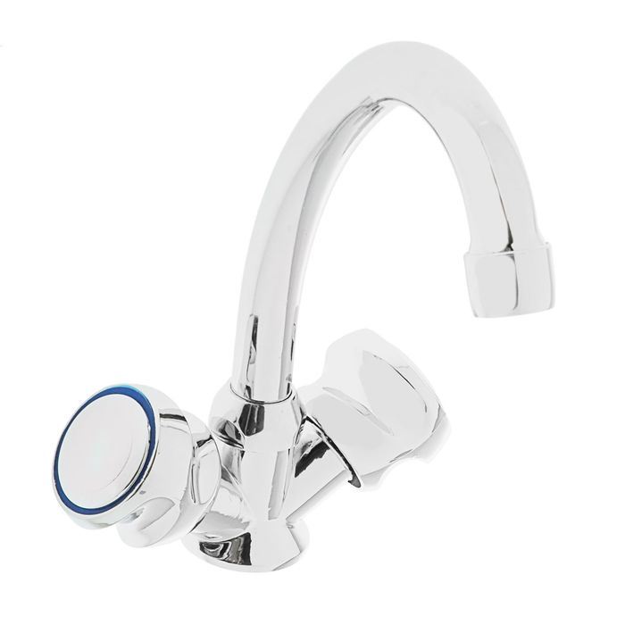 Смеситель для кухни Omega 3306-2, крепление под шпильку, керамические кран-буксы, хром