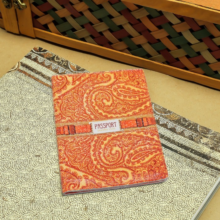 Обложка для паспорта "Кружево", МИКС рисунков. цвет оранжевый
