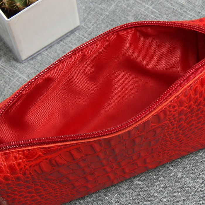 Косметичка на молнии, 1 отдел, цвет красный