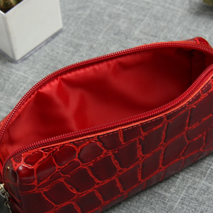 Косметичка дорожная на молнии, 1 отдел, цвет красный