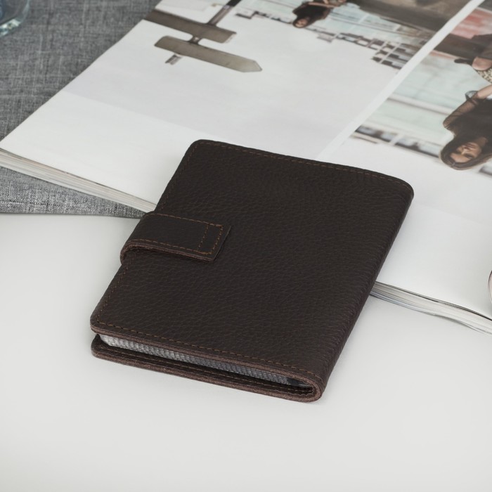 Визитница, 2 ряда, вкладыш на 36 карт, цвет коричневый