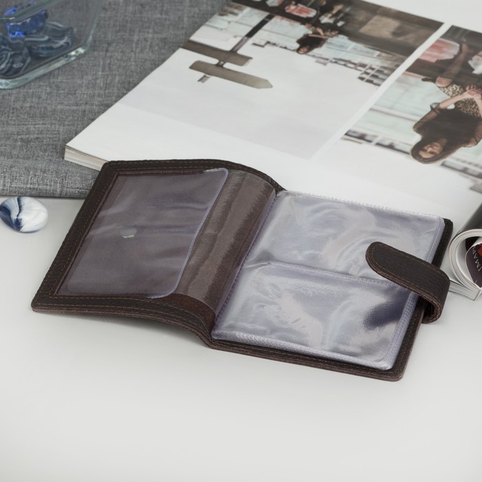 Визитница, 2 ряда, вкладыш на 36 карт, цвет коричневый