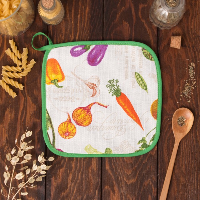 Прихватка "Доляна" Овощи, размер 20х20 см, 100% хлопок, вафельное полотно 162г/м2