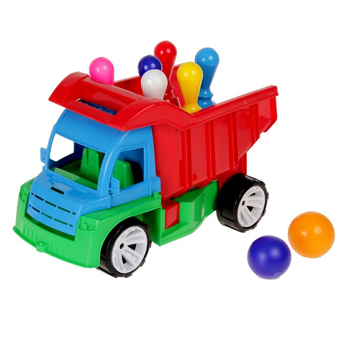 Грузовик "Бамсик" с шаром и 6 кеглями, МИКС