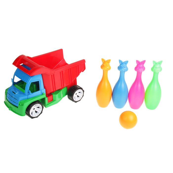 Грузовик "Бамсик" с шаром и 4 кеглями, МИКС
