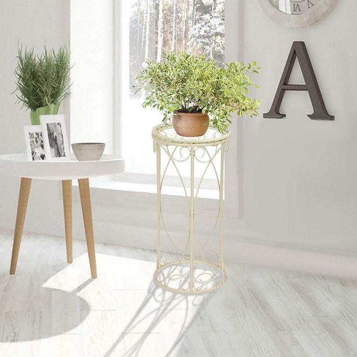 Стойка для цветов "Диана" 26 х 26 х 52 см, цвет слоновая кость