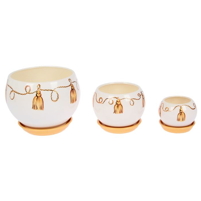 Набор кашпо "Шар" кисть, золотой, 0,4 л/ 1,4 л /4,1 л