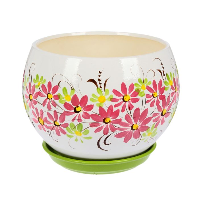 Кашпо "Шар" цветы, зелёный, 1,4 л