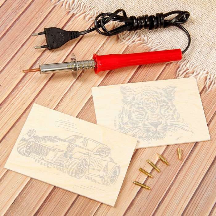 Набор для выжигания "Леопард и автомобиль"