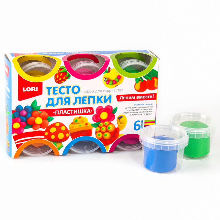 Тесто для лепки &quot;Пластишка № 1&quot;, 6 цветов по 80 г
