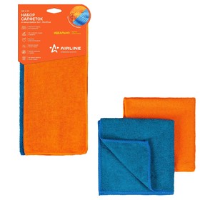 Набор салфеток из микрофибры, синяя и оранжевая 2 шт, 30*30 см Airline AB-V-01 от Сима-ленд