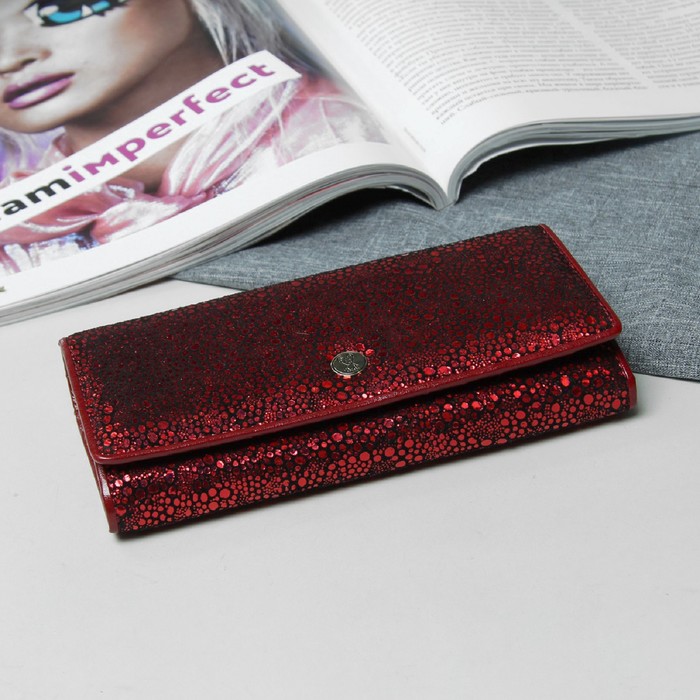 Кошелёк женский, 2 отдела, отдел для кредиток и монет, цвет красный