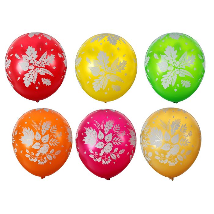 Шар латексный 12" "Осенние листья" металл (набор 50 шт), цвета МИКС