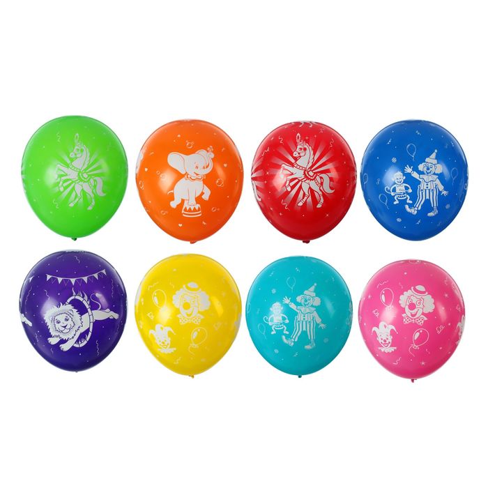 Шар латексный 12" "Цирк" пастель (набор 12 шт), цвета МИКС