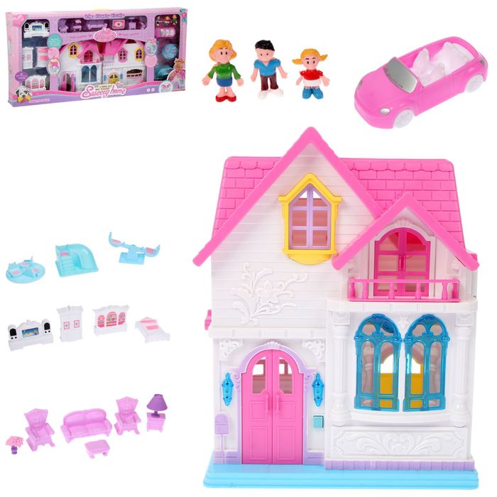Дом для кукол "Уютный дом", складной, с мебелью и аксессуарами, свет, звук
