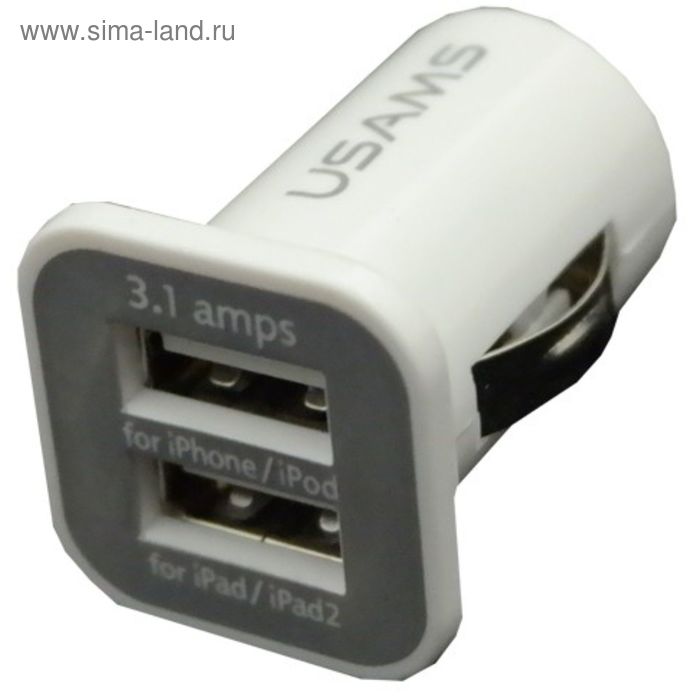 Разветвитель Intego C-23 белый 2 USB ,Авто З/У