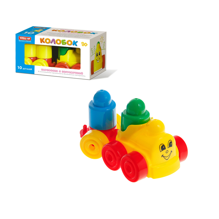 Конструктор "Колобок", 10 деталей, с паровозиком