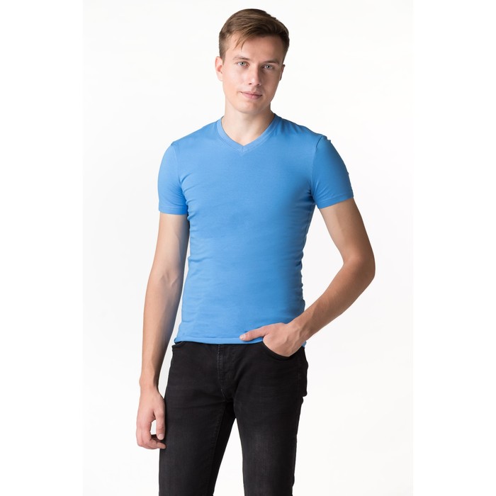 Футболка мужская, размер 46, рост 182-186 см, цвет голубой