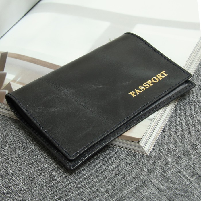 Обложка для паспорта, тиснение, цвет тёмно-синий