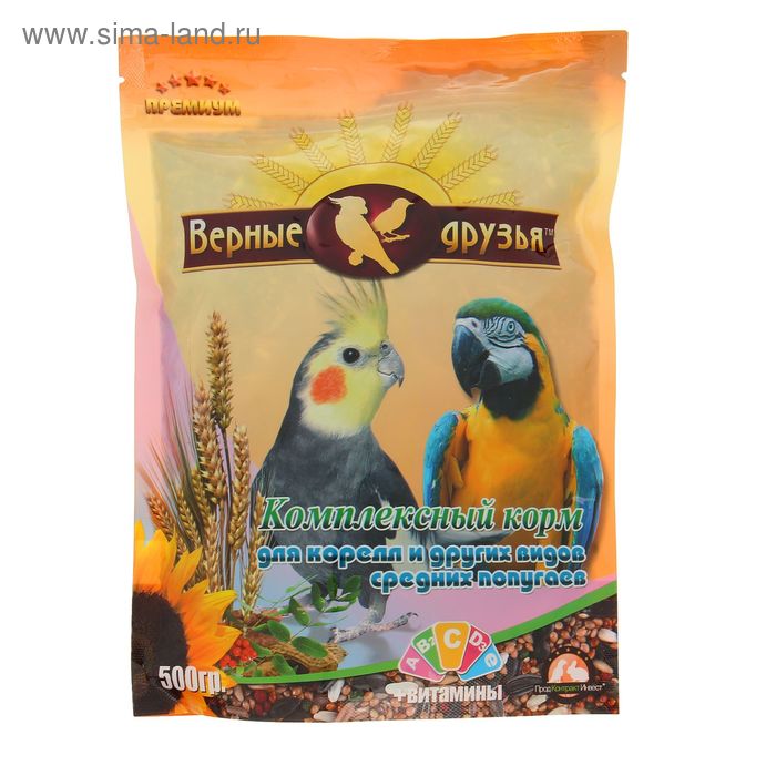 

Корм "Верные друзья" для средних попугаев, 500 г