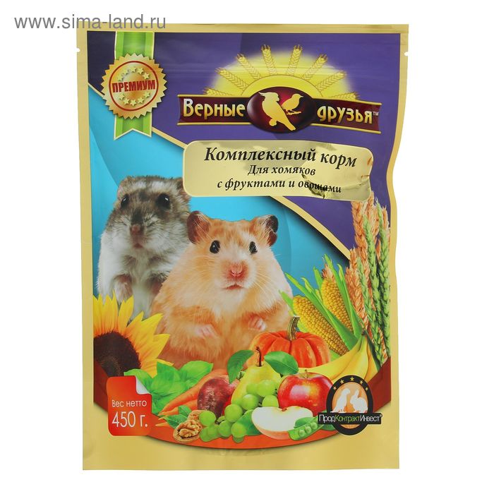 

Корм "Верные друзья" для хомяков с фруктами и овощами, 450 г