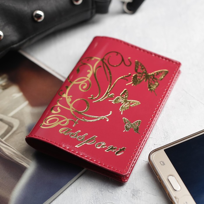 Обложка для паспорта "Вальс", тиснение, цвет розовый