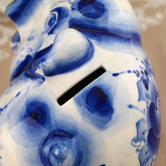 Копилка «Поросёнок», гжель, кобальт