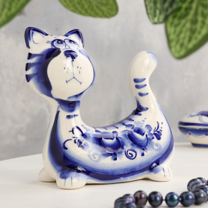 Сувенир «Кот-пряник», гжель, кобальт