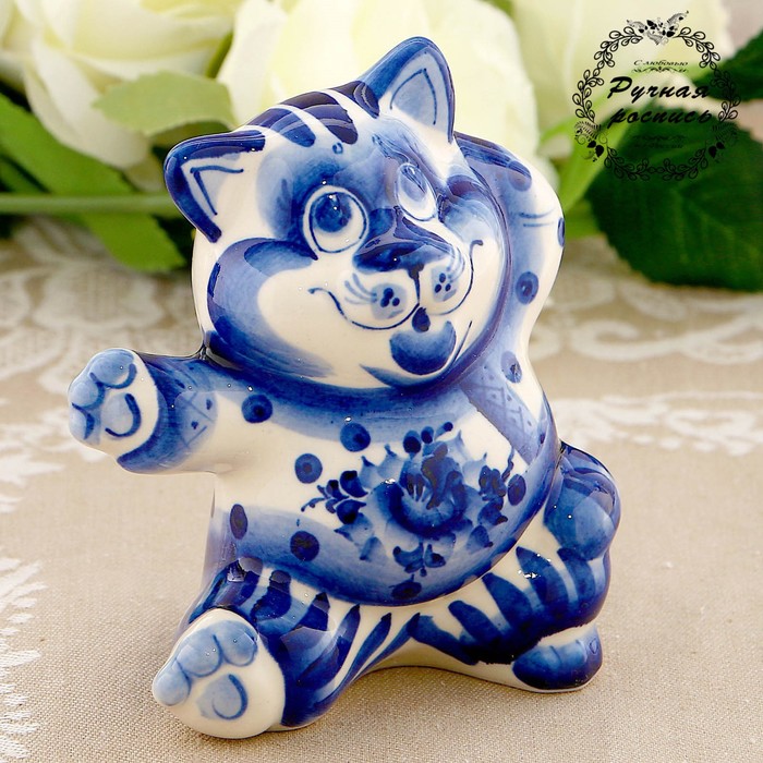 Сувенир «Кот-плясун», гжель, кобальт