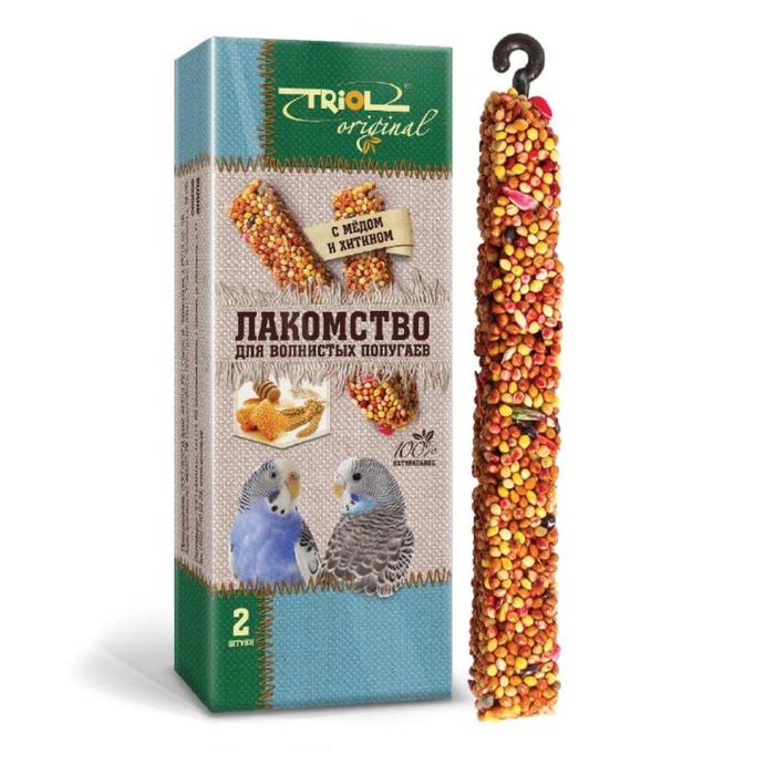 Лакомство Triol для волнистых попугаев, мёд, хитин, 76 г
