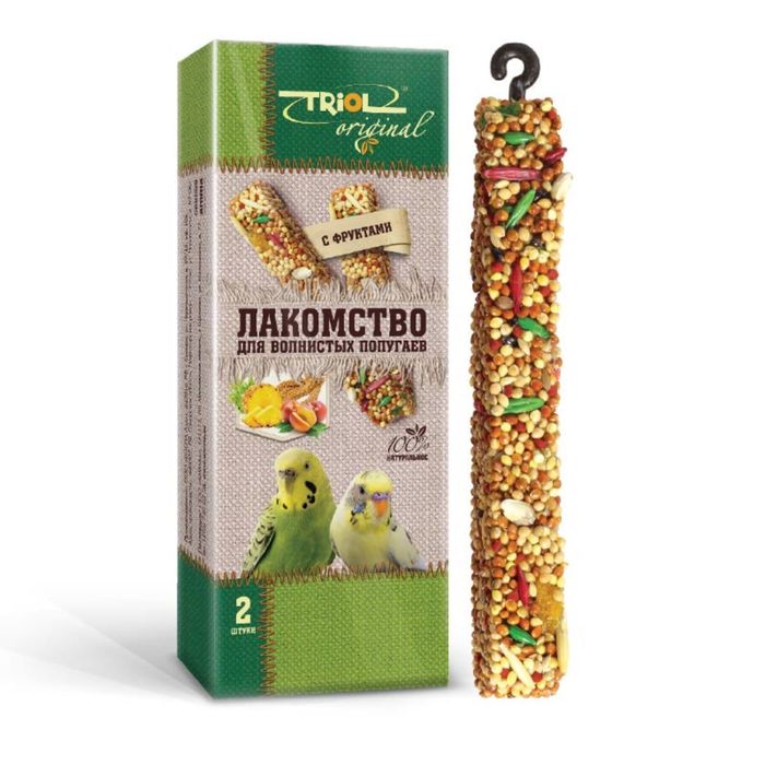 Лакомство Triol для волнистых попугаев, фрукты, 78 г