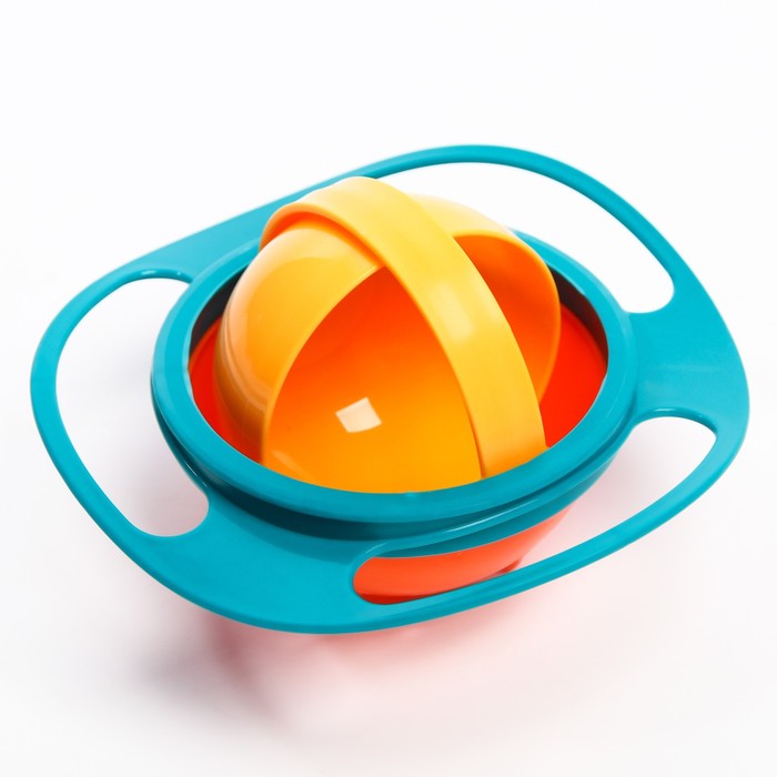 Миска детская «Тарелка-неваляшка», цвет зелёный/оранжевый