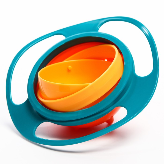 Миска детская «Тарелка-неваляшка», цвет зелёный/оранжевый