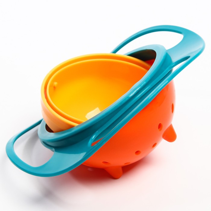 Миска детская «Тарелка-неваляшка», цвет зелёный/оранжевый