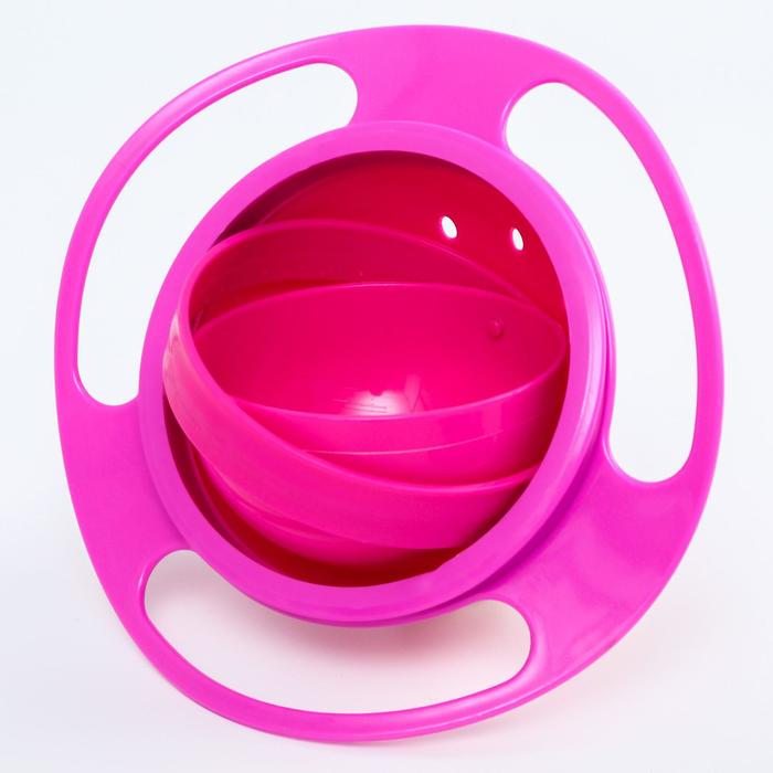 фото Детская миска «тарелка-неваляшка», цвет розовый с крышкой крошка я