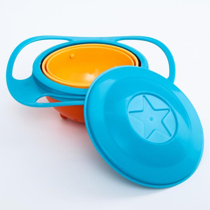 Детская миска «Тарелка-неваляшка», цвет синий/оранжевый