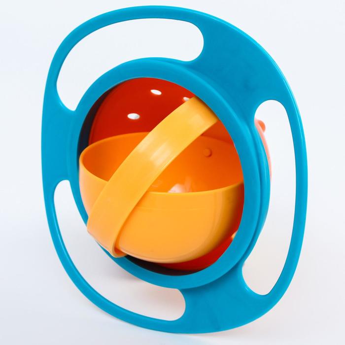 Детская миска «Тарелка-неваляшка», цвет синий/оранжевый