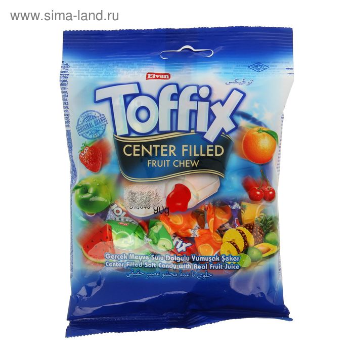 Конфеты жевательные Toffix с фруктовым наполнителем, 80 г конфеты жевательные toffix sour mix 1 кг
