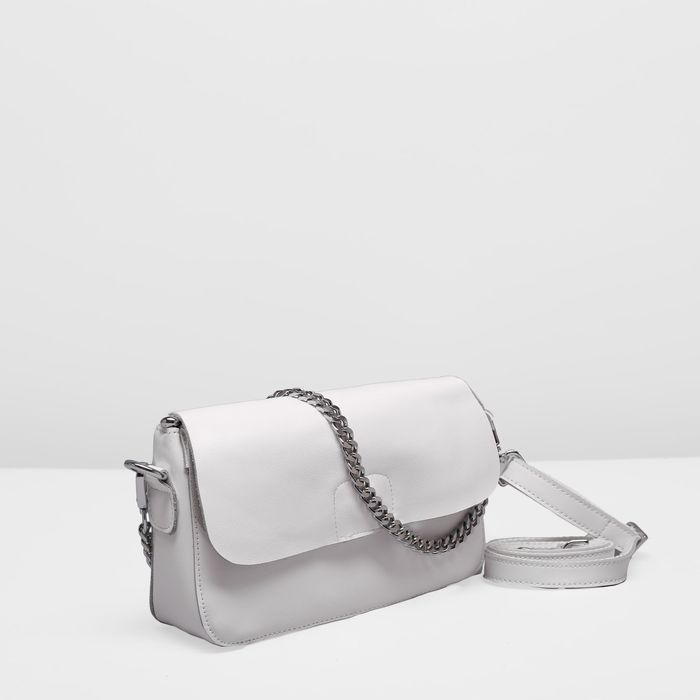 Сумка женская на молнии, 1 отдел с перегородкой, 2 наружных кармана, длинный ремень, цвет белый