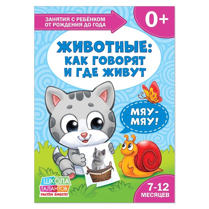 Книга Школа Талантов "Животные: как говорят и где живут", первый год обучения, 12 стр.